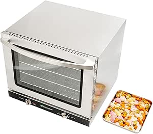 Restaurantware Hi Tek Half Size Convection Oven 1 Countertop Electric Oven - 2.3 Cu. Ft. 208/240V Stainless Steel Commercial Convection Oven 2800W 4 Racks Included