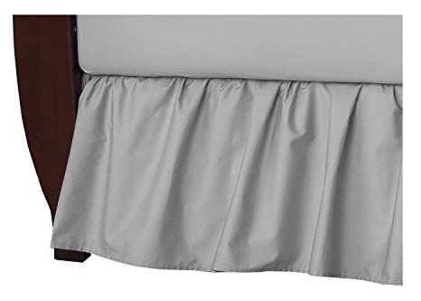 TL Care 100% Cotton Percale Crib Bed Skirt, Gray