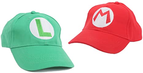 2PCS Super Mario Bros Luigi ADULT Hat Cap Costume cosplay Halloween hat baseball cap