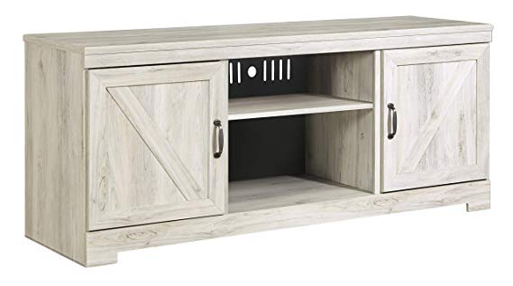 Ashley Furniture Signature Design - Bellaby Large TV Stand with Fireplace Option - White Wash