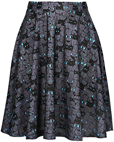 HDE Skirts for Women - Midi Skirt Skater Skirt Knee Length High Waist Fun Prints