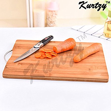 Best ORGANIC Bamboo Cutting Board & Extra Large Wood Kitchen Chopping Board with Groove - Thick, and Eco-Friendly - Perfect Wedding or Housewarming Gift (32CM X 21CM X 2CM) By Kurtzy