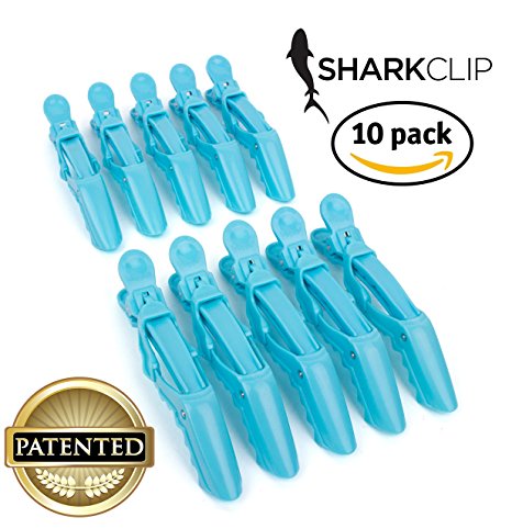 The Hair Shop Shark Clip | Enhanced Croc Crocodile Alligator Grip Clip | Sectioning Tool for Women | US Patented | Professional Salon Quality (10 Pack) (Sky Blue)