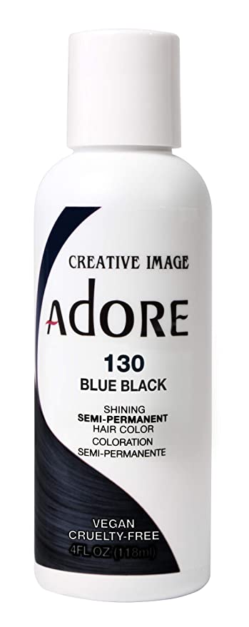 Adore Semi-Permanent Haircolor #130 Blue Black 4 Ounce (118ml) (2 Pack)