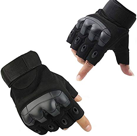 Fuyuanda Half Finger Outdoor Gloves Hard Knuckles Tactical Glove for Shooting, Military, Hunting, Driving, Paintball, Cycling, Airsoft, Army, Sporting Motorcycle Glove Black X-Large