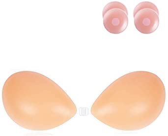 CLOMAY Adhesive Silicone Bra Nipple Covers Strapless Invisible Bra for Backless Dress
