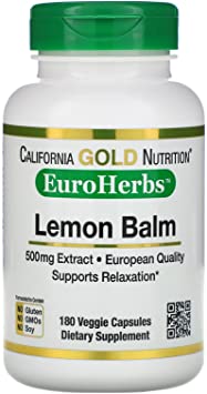 California Gold Nutrition Lemon Balm Extract European Qualtity 500 mg 180 Veggie Caps