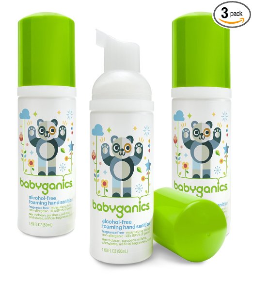 Babyganics Alcohol-Free Foaming Hand Sanitizer Fragrance Free On-The-Go 50 ml 169-Ounce Pump Bottle Pack of 3