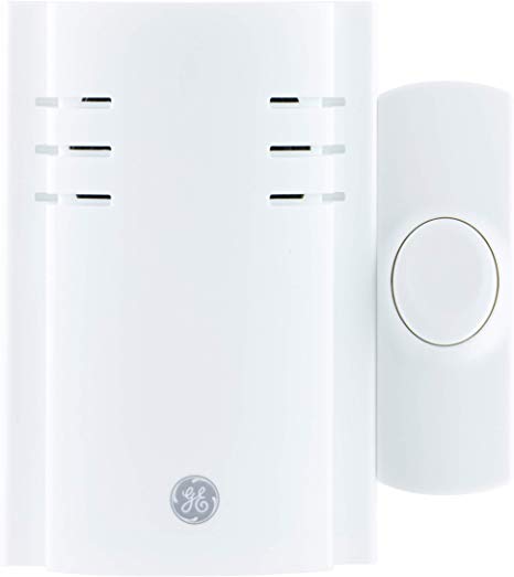 GE Wireless Doorbell Kit, 8 Melodies, 1 Push Button, 4 Volume Levels, 150 Ft. Range, White, 19299, Plug-In Receiver