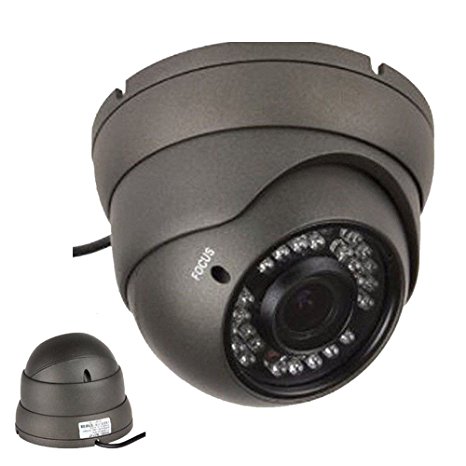 101AV 1000TVL Dome Security Camera 2.8-12mm Varifocal Lens 1/3" Sony 1.4 Megapixel CMOS Sensor 100ft IR Range 36pcs Infrared LEDs Weather/Vandal proof Metal High Resolution Color Wide Angle View Day Night for CCTV Outdoor DC 12V Charcoal (2 Pack)