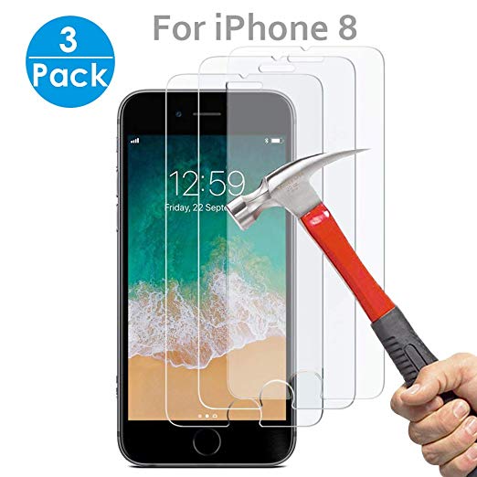 SEGMOI 3Pack iPhone 8 Tempered Glass Screen Protector Ultra-Thin 9H Hardness HD Crystal Clear Film with Retail Package for Apple iPhone 8 4.7" inch