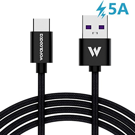 USB Type C Cable(5A) for Huawei Mate 9 /9 Pro/ Porsche Design /P10/P10 Plus, Wofalodata 3ft(1M) USB C to USB SuperCharge Nylon Braided Super Fast Charging Data Cord