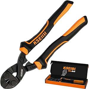 KSEIBI 8-Inch Mini Bolt Cutters Heavy Duty - Compact Bolt Cutter with Anti-Slip Handle for Wire, Cables, Chains, Small Screws - Handy Tool Featuring High Leverage Design and CrMo Blades - 161615