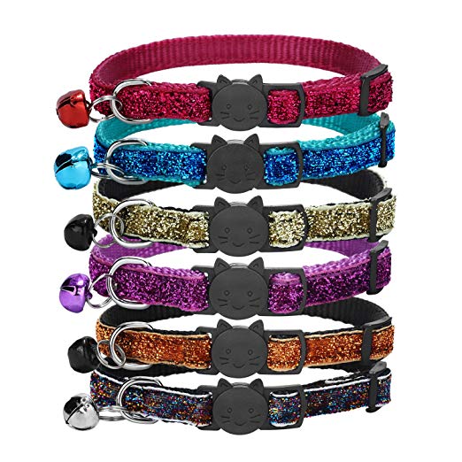 DayDay Patch Cat Collar Personalized, Custom Cat ID tags Collars with Breakaway Safety Release Buckle - Adjustable Bling Collar With Bells