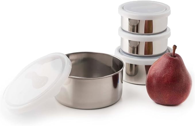 U Konserve Stainless Steel Food-Storage Set With Clear Airtight Lids, Dishwasher Safe, Bento Box Lunch Containers BPA Free (Set of 4)