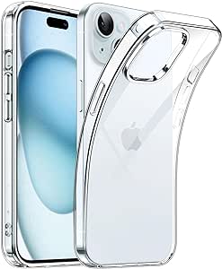 JETech Funda para iPhone 15 6,1 Pulgadas, Carcasa Protectora TPU Suave Transparent Slim con Choque-Absorción, Admite Carga Inalámbrica (Transparente)