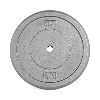 CAP Barbell Standard Free Weight Plate, 1-Inch, 50-Pound, Gray