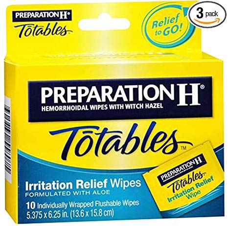 Preparation H Totables Irritation Relief Wipes 10 Each (Pack of 3)