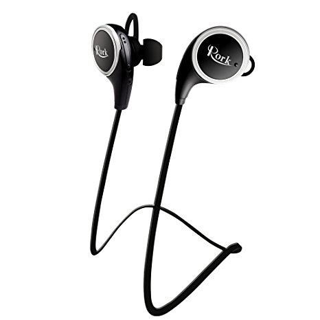 Bluetooth Headset, Rockrok Wireless Sport In Ear Headphones Sweatproof Earbuds With Microphone for ios and Android (Bluetooth 4.1, APTX Low Latency, Noise Cancelling, Tangle Free Cord, Volume Control)