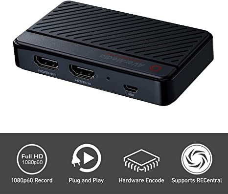 AVerMedia Live Gamer MINI 1080p60 Capture Card with HDMI pass-thru for Beginners and Professionals, Compatible with Nintendo Switch, Play Station 4, Xbox, iPhone, iPad (GC311)