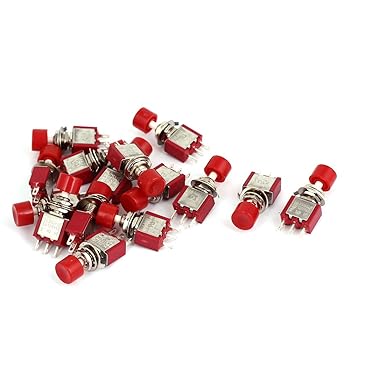 uxcell AC 120V 5A/ AC 250V 2A SPDT 1NO 1NC Momentary Mini Push Button Switch 15Pcs