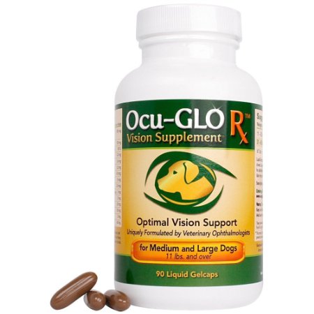 Ocu-Glo Rx for Medium & Large Dogs 90 Gelcaps, Antioxidant Support Developed by Vet Ophthalmologists, Natural Vision Nutraceutical for Cataracts in Dogs, Glaucoma in Dogs, Eye Problems in Dogs Caused by Diabetes