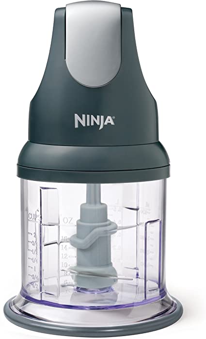 Ninja NJ100GR Express Manual Food Processor for Chopping Mincing Pureeing Vegetables and other Ingredients, 16-Ounces, Gray