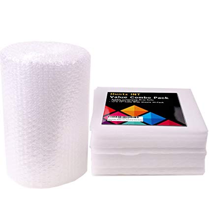 Value Combo: Bubble Cushioning Wrap Rolls(30ft/Easy-to-Tear) & 12"X 12" Foam Wrap Sheets 30-Pack