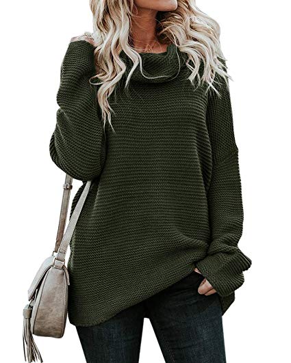 Pxmoda Womens Chunky Turtleneck Sweater Long Sleeve Knit Oversized Pullover Jumper