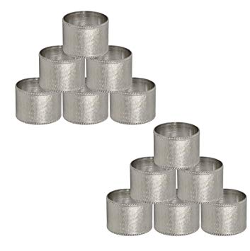 COTTON CRAFT 12 Pack Silver Beaded Edge Metal Napkin Ring Set (Size 2 Inches Round) A Beautiful complement to Your Dinner Table décor