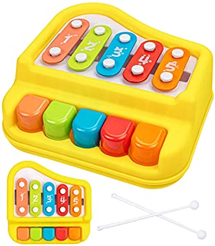 UNIH Baby Piano Toy for Toddlers 1-3 Years Old, Baby Xylophone Musical Toys for 1 2 3 Year Old Girl Boy (5 Metal Keys)