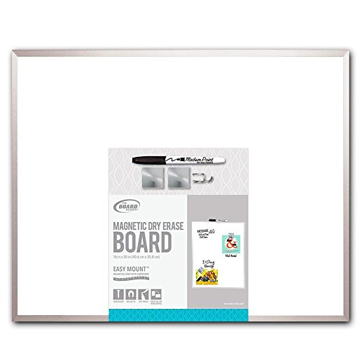 Board Dudes Metalix Magnetic Dry Erase Board 16 x 20 Inches (Classic White with Silver Trim)
