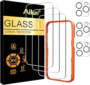 Ailun 3 Pack Screen Protector for iPhone 16 Pro Max [6.9 inch]   3 Pack Camera Lens Protector with Installation Frame,Sensor Protection,Dynamic Island Compatible,Case Friendly Tempered Glass Film