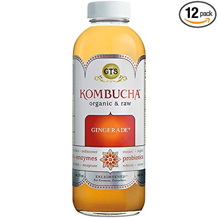 GT'S ENLIGHTENED KOMBUCHA Organic Raw Kombucha Tea, Gingerade, 16.2 Ounce (Pack of 12)