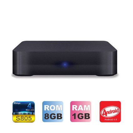 Toovoo MXQ Amlogic S805 Quad Core Smart TV Box With Xbmc Kodi Pre-installed Android 44 Kitkat System H265 Wifi LAN Miracast Airplay 1G RAM 8G ROM Stream Media Player