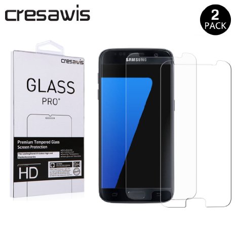 Samsung Galaxy S7 Screen Protector, cresawis 2-Pack 0.26mm 9H Tempered Glass Screen Protector for Samsung Galaxy S7 (Lifetime Warranty)