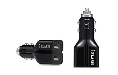 iFlash Dual USB Car Lighter Charger Adapter with 3A Output (fast) Heavy Duty Output for Apple iPad 2/3/4/Air 2/Mini 2/3, Apple iPhone 6 Plus /6/5S/5/4S/4, Google Android Phones, Samsung Galaxy S6 Edge S6 S5 S4 S3 Note 4/3/2, Motolola Droid Moblie Phones... (Support All iPod, iPhone, iPad Models) (Black Color)