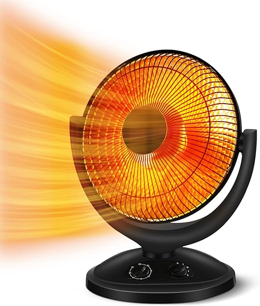 R.W.FLAME Portable Radiant Electric Space Heaters,2S Fast Heating,4 Heat Settings,6 Timing Modes,Overheat and Tip Over Protection,Safe and Quiet for Indoor Bedroom Office Desk Home Use,800W/400W