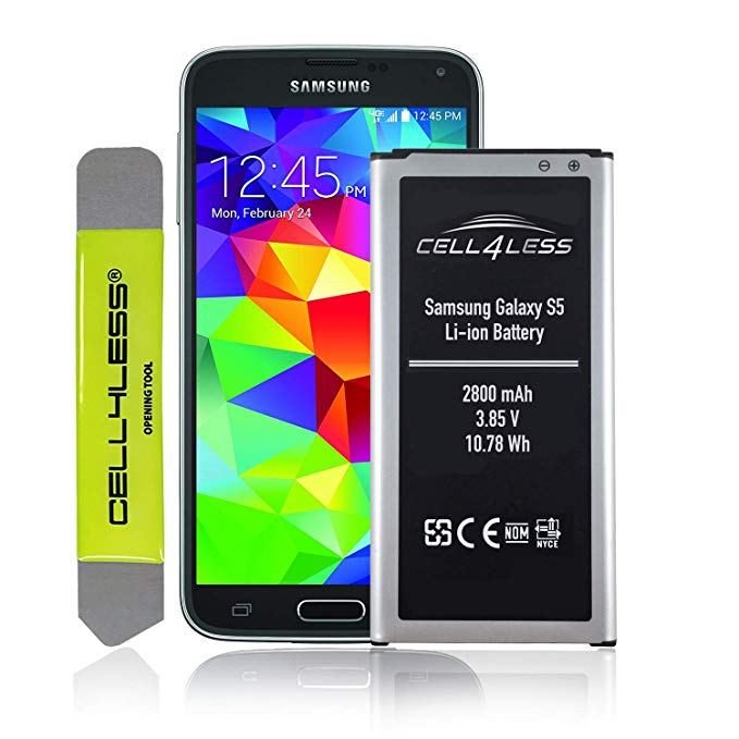 CELL4LESS Li-ion Battery Replacement Kit Compatible for Samsung Galaxy S5 SM-G900 Models - 2800 mAh, 3.85V, 10.78 Wh