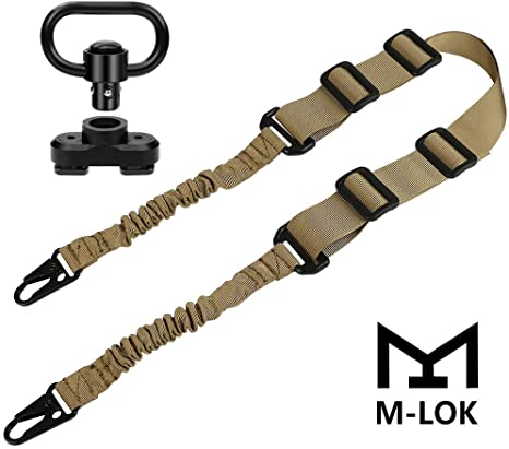 Feyachi L46 Two Points Rifle Sling with Mlok QD Sling Mount, Length Adjustable Gun Sling with Larger Metal Hooks