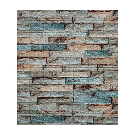 Onbet 3D Brick Wallpaper for Walls Living Room Bedroom Kitchen Furniture | 3D Brick Wall Stickers | Self Adhesive Wallpaper | Pe Foam Wallpaper Stickers (70 X 77 CM)(Pack of 1)