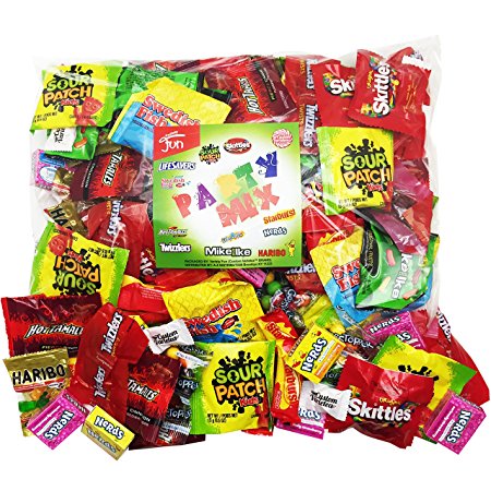 Candy Party Mix Bulk Bag of 3 Lbs Skittles Swedish Fish Nerds Haribo Gummy Sour Patch Twizzlers Life Savers Starbutst Mike and Ike Custom Varietea Peppermints n' more! Net wt 3.0 LB/48 oz