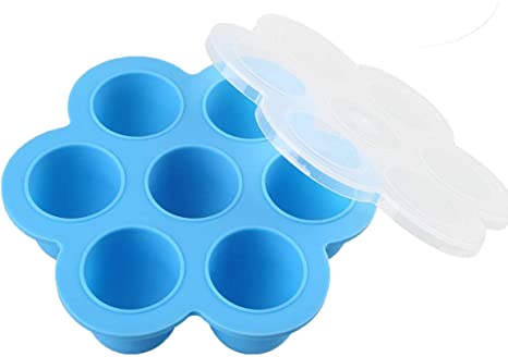 Egg Bite Silicone Mold - for 5,6,8 qt Instant Pot and Other Pressure Cookers, Reusable Food Container for Storage with Lid (Blue)