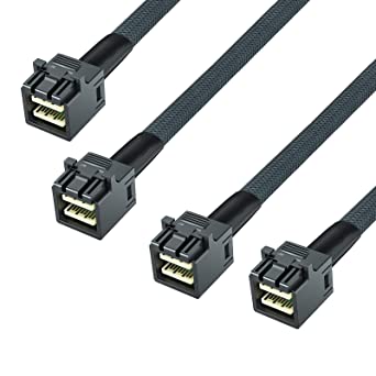 #10Gtek# 12G Internal Mini SAS HD SFF-8643 to SFF-8643 Cable, with Sideband, 100-Ohm, 0.8-m(2.6ft), 2 Pack