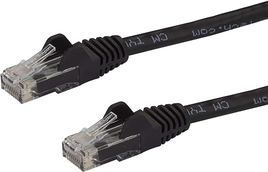 StarTech.com 3ft CAT6 Ethernet Cable - Black CAT 6 Gigabit Ethernet Wire -650MHz 100W PoE RJ45 UTP Network/Patch Cord Snagless w/Strain Relief Fluke Tested/Wiring is UL Certified/TIA (N6PATCH3BK)