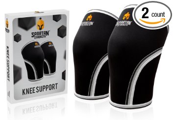 Knee Sleeves SPARTAN STRENGTH (Pair) * Support & Compression for Weightlifting, Powerlifting & CrossFit * Heavy Duty 7mm Neoprene * Best for Squats, Gym Workout & Fitness Sessions - For Men and Women