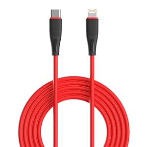 Portronics Silklink 20W Type-C to 8 Pin Fast charging Cable for Lightning Devices,Premium Silicon Cable, 1M (Red)