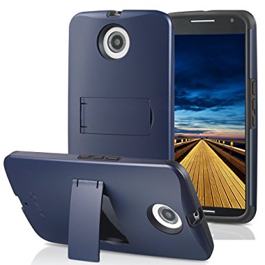 Nexus 6 Case - VENA [LEGACY] Slim Fit Dual Layer Hybrid Case with Kickstand and Screen Protector for Google Nexus 6 - Midnight Blue & Black