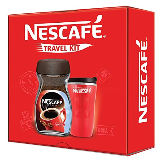 Nescafe Travel Kit (Red) - NESCAFÉ Classic Coffee, 200g with Travel Mug (Limited Edition)