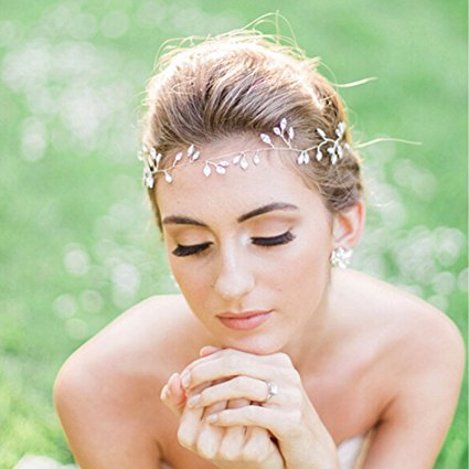 Bridalvenus Wedding Bridal Headband for for Women and Girls - Bridal Hair Piece, Wedding Pearl Hair Vine